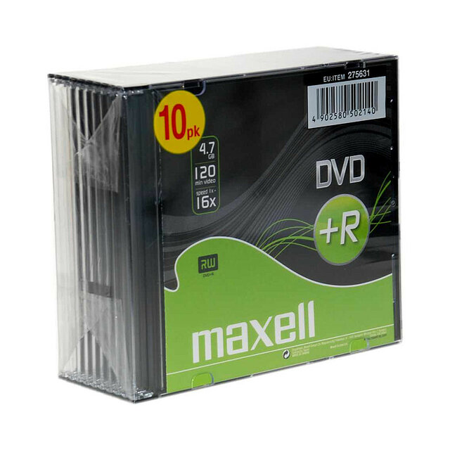 MAXELL 275631 DVD+R 16xSpeed 4.7GB Jewel Case 10-Pack