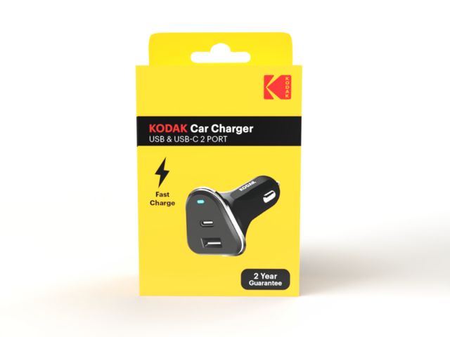 KODAK 30427570 USB-C & USB-A Car Charger