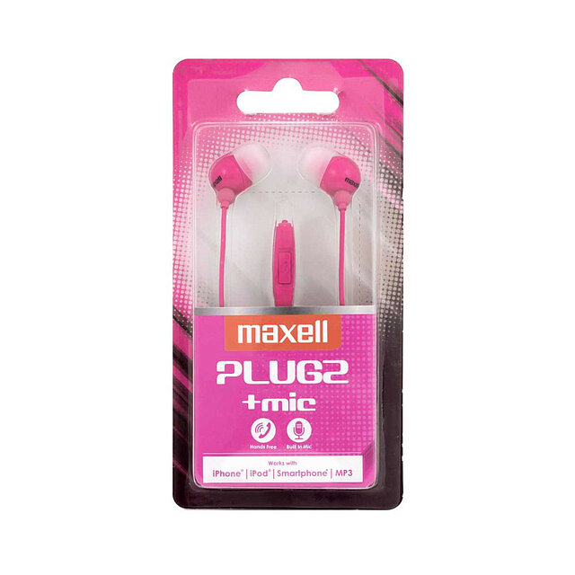MAXELL Earphones Plugz + Mic Pink