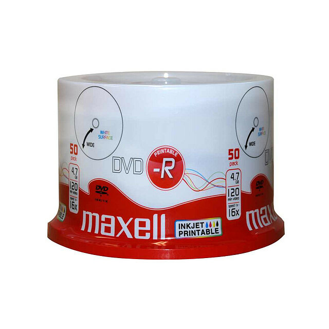MAXELL 275701 DVD-R 16xSpeed 4.7GB Printable 50-Spindle
